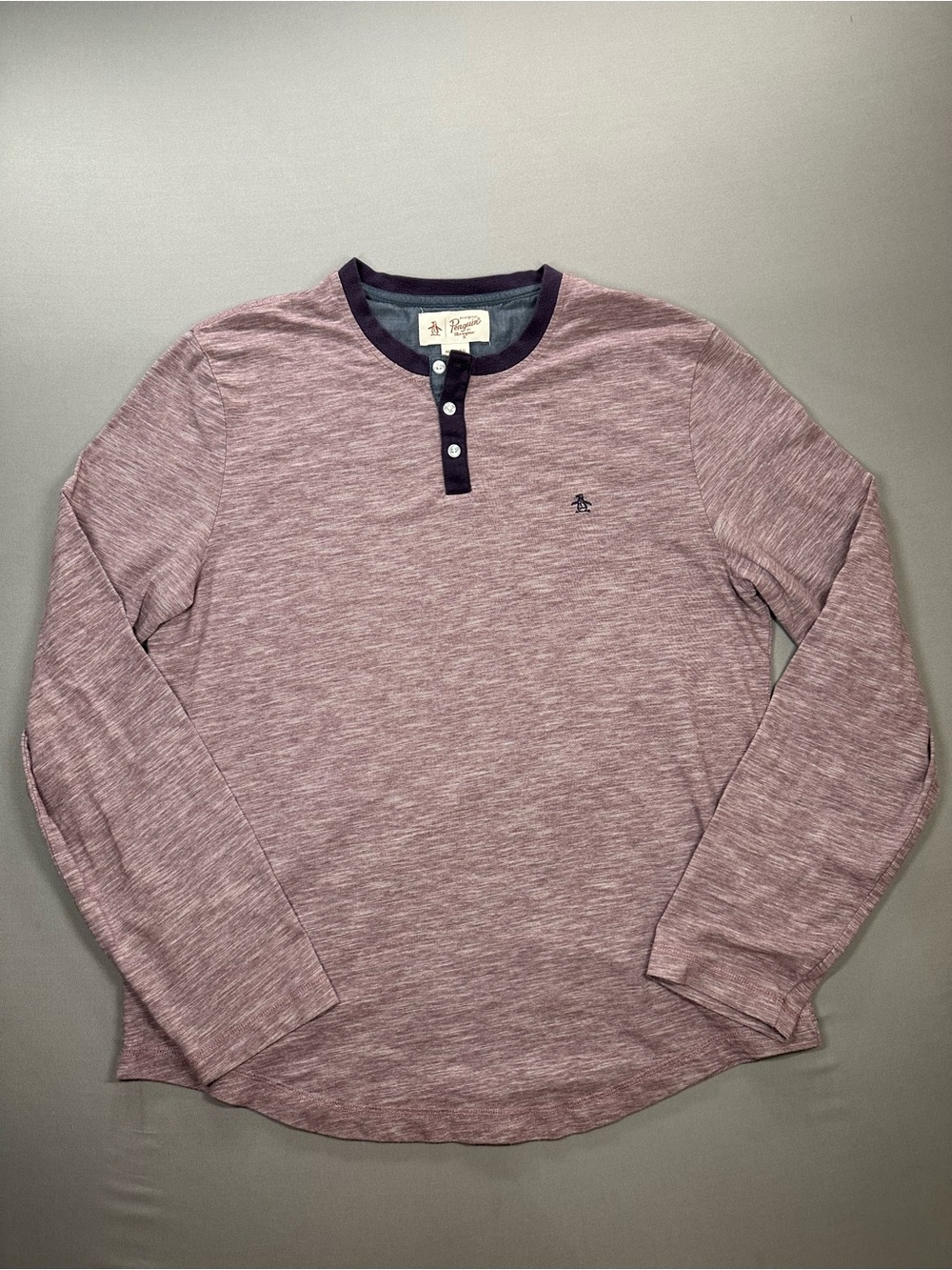 Penguin Long-Sleeve Henley Shirt, 3-Button Pullover - Fits Like Mens M/L
